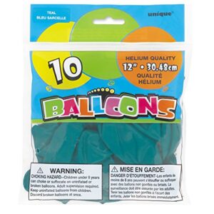 Unique Latex Party Balloons, 12", Teal