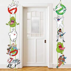10pcs ghostbuster porch sign, hanging sign wall decoration ghostbuster party banner, door cardborad cutout signs outdoor decoration, hanging cards kit for ghostbuster party decoration