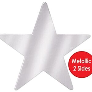 Beistle 57027-S Silver Metallic Star Cutouts, 3-1/2 Inch, 12 Pieces Per Package