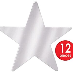 Beistle 57027-S Silver Metallic Star Cutouts, 3-1/2 Inch, 12 Pieces Per Package