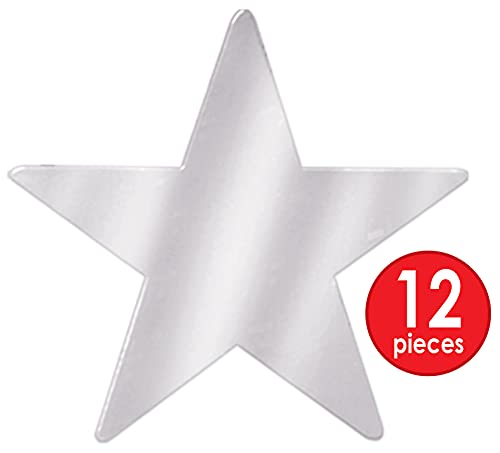 Beistle 57027-S Silver Metallic Star Cutouts, 3-1/2 Inch, 12 Pieces Per Package