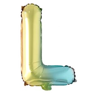 16 inch gradient rainbow letter number balloons unicorn party foil balloon baby shower 1 birthday party decorations kids numbers air ball (16 inch rainbow l)