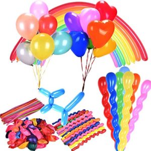 party balloons assorted color and 4 styles 12 inch 100 pcs helium quality latex for party decoration… (mix shape)