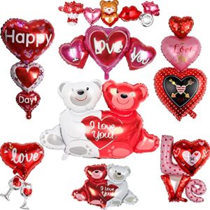 valentines day heart shaped i love you foil balloons decorations, romantic love happy anniversary foil balloons valentine day party decorations