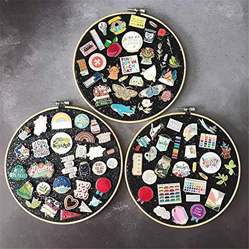 REOVE Wall Hanging Pin Collection Display Stand Enamel Pin Display Holder Display Board, Canvas Leather Embroidery Hoop for Display Pins Buttons Wall Decoration