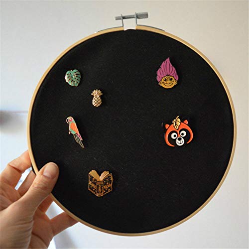 REOVE Wall Hanging Pin Collection Display Stand Enamel Pin Display Holder Display Board, Canvas Leather Embroidery Hoop for Display Pins Buttons Wall Decoration