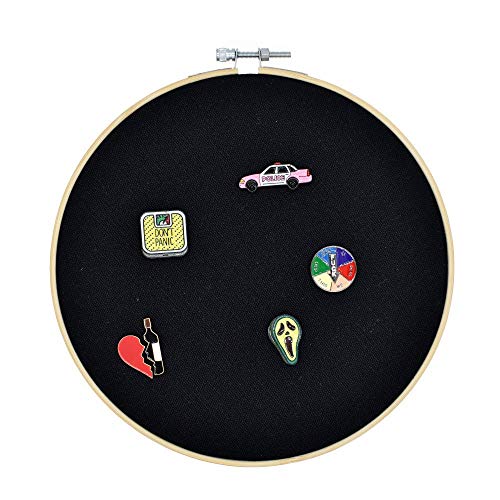 REOVE Wall Hanging Pin Collection Display Stand Enamel Pin Display Holder Display Board, Canvas Leather Embroidery Hoop for Display Pins Buttons Wall Decoration