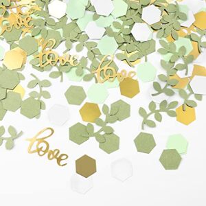 aiex 500pcs engagement party table decor, boho love theme party confetti sage green table scatter for party birthday wedding nursery tabletop paper scraps