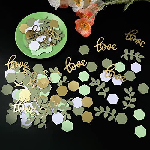 AIEX 500pcs Engagement Party Table Decor, Boho Love Theme Party Confetti Sage Green Table Scatter for Party Birthday Wedding Nursery Tabletop Paper Scraps