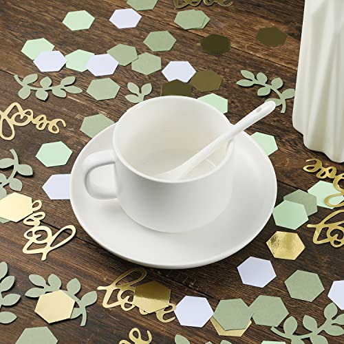 AIEX 500pcs Engagement Party Table Decor, Boho Love Theme Party Confetti Sage Green Table Scatter for Party Birthday Wedding Nursery Tabletop Paper Scraps