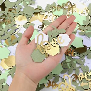 AIEX 500pcs Engagement Party Table Decor, Boho Love Theme Party Confetti Sage Green Table Scatter for Party Birthday Wedding Nursery Tabletop Paper Scraps