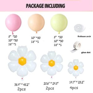 DUBEDAT Daisy Balloon Garland Arch Kit 163Pcs White Daisy Flower Macaron Pink Yellow Orange Balloons Garland for Baby Shower Birthday Wedding Groovy Flower Party Decoration