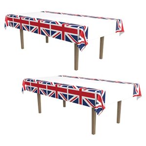 beistle 54747 2piece union jack tablecovers, 54″ x 108″, red/white/blue