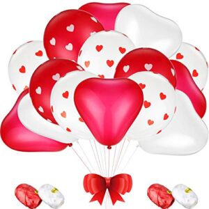80 pieces heart balloons decorations kit, heart shape latex balloons valentine balloons with 4 twine string roll for valentines day decorations