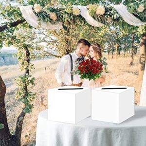 SietDESEO 2 Pcs White Card Box Diy Gift Card Box Money Card Box Holder for Wedding Reception Baby Shower Bridal Shower Birthday Party Supplies