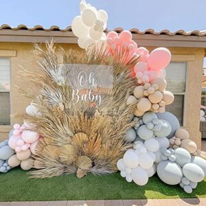 boho balloon arch pink and blue balloons for gender reveal baby shower white dusty light nude retro apricot decorations kit garland