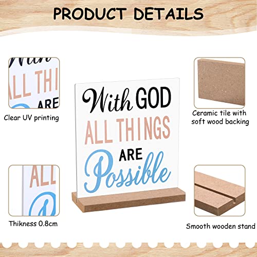4 Pieces Inspirational Quotes Desk Decor Wood Block Plaque Positive Wooden Table Signs Decorative Wood Table Sign Centerpiece for Women Desk Office Decor Party Table Accessories(Stylish Style)