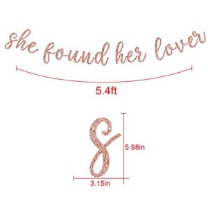 She Found Her Lover Banner, Bachelorette Bridal Shower Party Decorations Supplies, Engagement Hen Party Hanging Bunting Sign, Pre-strung, Photo Props, Rose Gold Glitter