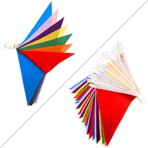 Premium Reusable Pennant Banner Flags - Multicolor Pennant Flag Banner - Outdoor Party Decorations, Rainbow Birthday Decorations, Field Day, Grand Opening, Carnival Theme Garland (46ft,42 Large Flags)