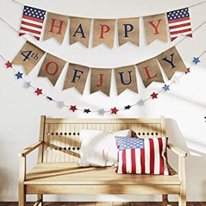 4th of July Banner - Fourth of July Bunting American Banner - July 4th Garland 4th of July Decor - Happy 4th of July Banner Patriotic Garland by Jolly Jon