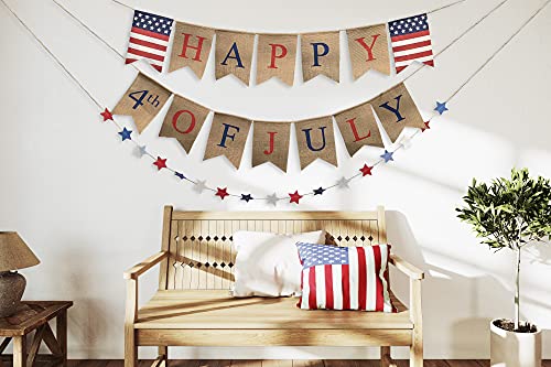 4th of July Banner - Fourth of July Bunting American Banner - July 4th Garland 4th of July Decor - Happy 4th of July Banner Patriotic Garland by Jolly Jon