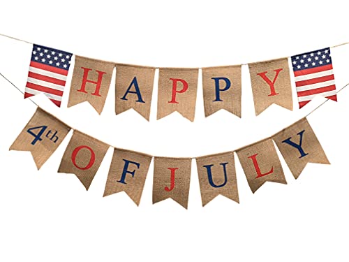 4th of July Banner - Fourth of July Bunting American Banner - July 4th Garland 4th of July Decor - Happy 4th of July Banner Patriotic Garland by Jolly Jon