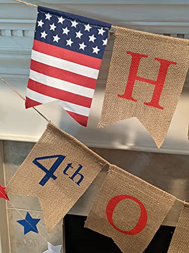 4th of July Banner - Fourth of July Bunting American Banner - July 4th Garland 4th of July Decor - Happy 4th of July Banner Patriotic Garland by Jolly Jon