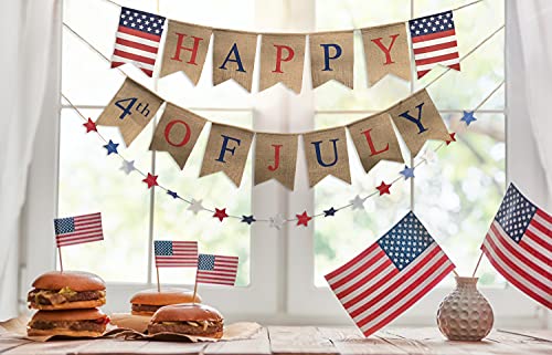 4th of July Banner - Fourth of July Bunting American Banner - July 4th Garland 4th of July Decor - Happy 4th of July Banner Patriotic Garland by Jolly Jon