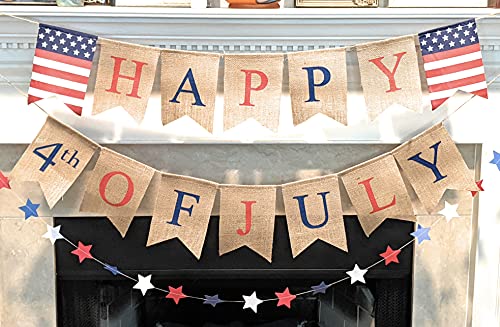 4th of July Banner - Fourth of July Bunting American Banner - July 4th Garland 4th of July Decor - Happy 4th of July Banner Patriotic Garland by Jolly Jon