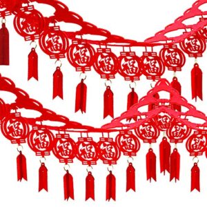 8 pack 26.2′ long chinese new year garland good luck garland chinese spring felt string garland – lunar chinese new year 2023 party decorations festival supplies decorative chinese red hanging garland