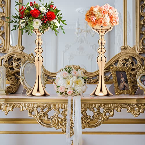 Sadnyy 16 Pcs Gold Metal Flower Arrangements Stand Metal Wedding Flower Centerpiece Stand 15 Inch Tall Table Decor Flower Vase for Wedding Reception Centerpieces Event Party Hotel Home Decor