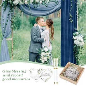 53 Pcs Wedding Card Boxes for Reception Wedding Greenery Card Holder Box 50 Pcs Advice and Wishes Card 2 Pcs Wedding Ballpoint Pens Wedding Wishes Cards and Box Set for Reception Bridal Shower