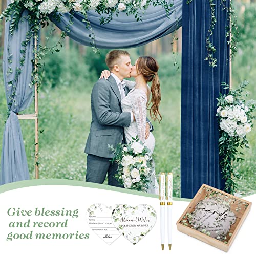 53 Pcs Wedding Card Boxes for Reception Wedding Greenery Card Holder Box 50 Pcs Advice and Wishes Card 2 Pcs Wedding Ballpoint Pens Wedding Wishes Cards and Box Set for Reception Bridal Shower