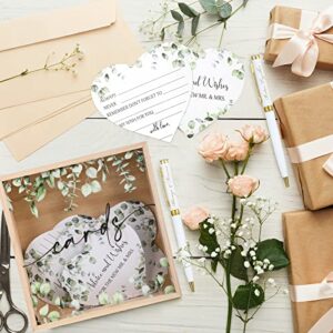 53 Pcs Wedding Card Boxes for Reception Wedding Greenery Card Holder Box 50 Pcs Advice and Wishes Card 2 Pcs Wedding Ballpoint Pens Wedding Wishes Cards and Box Set for Reception Bridal Shower