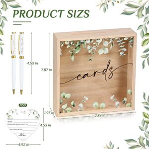 53 Pcs Wedding Card Boxes for Reception Wedding Greenery Card Holder Box 50 Pcs Advice and Wishes Card 2 Pcs Wedding Ballpoint Pens Wedding Wishes Cards and Box Set for Reception Bridal Shower