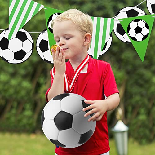 4 Pieces Soccer Banner Decoration Soccer Theme Party Supplies, 3m Football Flags Bunting Banners Soccer Ball Garlands for Soccer Fans Wekcome World Cup 2022