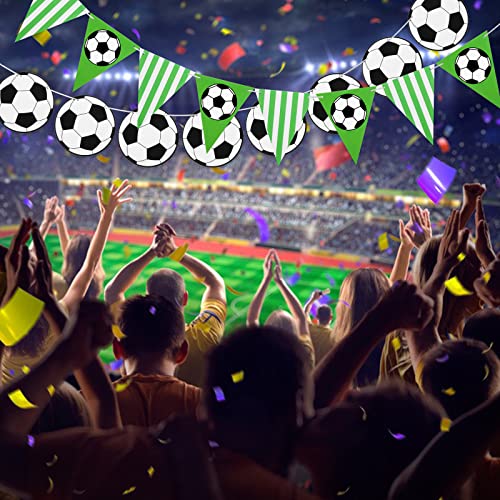 4 Pieces Soccer Banner Decoration Soccer Theme Party Supplies, 3m Football Flags Bunting Banners Soccer Ball Garlands for Soccer Fans Wekcome World Cup 2022