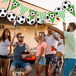 4 Pieces Soccer Banner Decoration Soccer Theme Party Supplies, 3m Football Flags Bunting Banners Soccer Ball Garlands for Soccer Fans Wekcome World Cup 2022