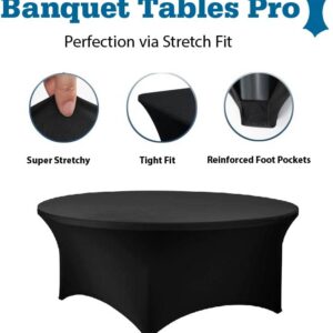 72 Inch Round Spandex Table Cover (Black)