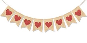 uniwish red heart banner valentine’s day decorations rustic wedding engagement photo props love garland hearts hanging ornament valentines home decor