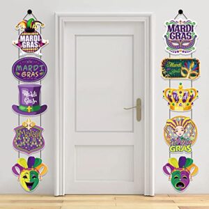 HOWAF Mardi Gras Party Door Decoration, Mardi Gras Party Welcome Porch Sign for Carnival Decoration, Mardi Gras Welcome Banner for New Orleans Party Supplies, Mardi Gras Door Hanging for Masquerade Outdoor Decoration