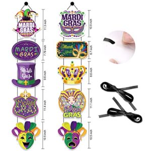 HOWAF Mardi Gras Party Door Decoration, Mardi Gras Party Welcome Porch Sign for Carnival Decoration, Mardi Gras Welcome Banner for New Orleans Party Supplies, Mardi Gras Door Hanging for Masquerade Outdoor Decoration