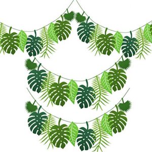 pixhotul 4 pack tropical leaf banner hawaii luau party leaves garland summer beach theme wedding birthday party decor