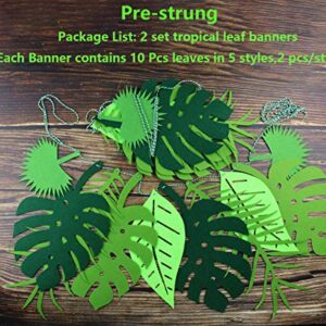 PIXHOTUL 4 Pack Tropical Leaf Banner Hawaii Luau Party Leaves Garland Summer Beach Theme Wedding Birthday Party Decor