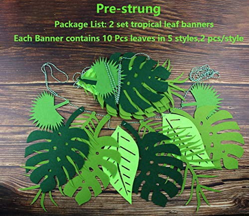 PIXHOTUL 4 Pack Tropical Leaf Banner Hawaii Luau Party Leaves Garland Summer Beach Theme Wedding Birthday Party Decor