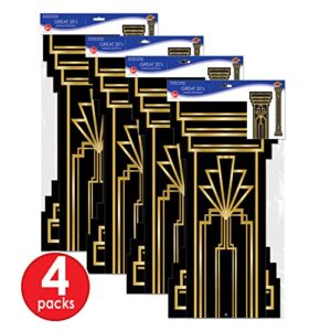 Beistle 4 Piece Roaring 20's Column Pull Down Cut Outs 1920's Theme Awards Night Party Decorations, 6', Black/Gold