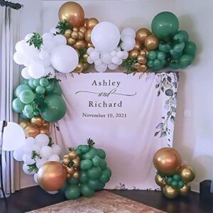 YSF Sage Green Balloon Garland Arch Kit 137pcs with Matte White Balloons and Chrome Gold Balloons for Wedding Birthday Party Baby Shower Party Background Decoration