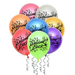 jumdaq welcome back balloons decoration welcome back tropical balloons mixed for back to school, reunion army theme deployment return home family party decoration 21 pieces