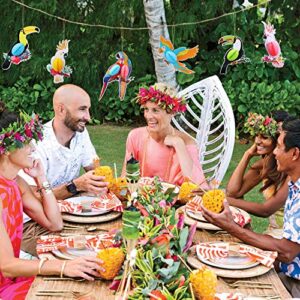 HOWAF 6 Pieces Tropical Birds Honeycomb Parrot Hawaiian Summer Beach Tiki Bar Luau Party Hanging Decorations