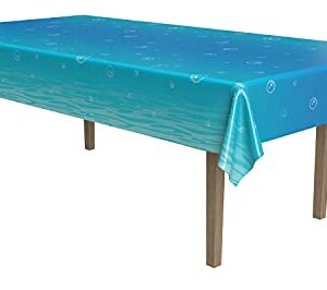 Beistle Printed Plastic Under The Sea Rectangle Bubble Print Table Cover Luau Beach Theme Tableware For Mermaid Birthday Party Supplies